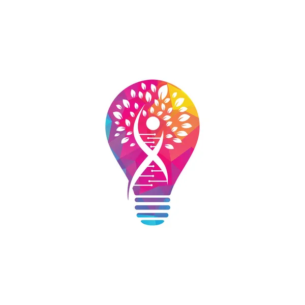 Conception Logo Vectoriel Forme Ampoule Arbre Adn Icône Génétique Adn — Image vectorielle