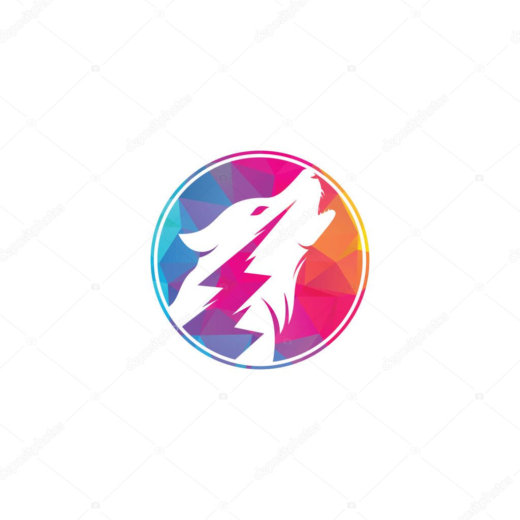 Thunder Wolf Logo design Vector.