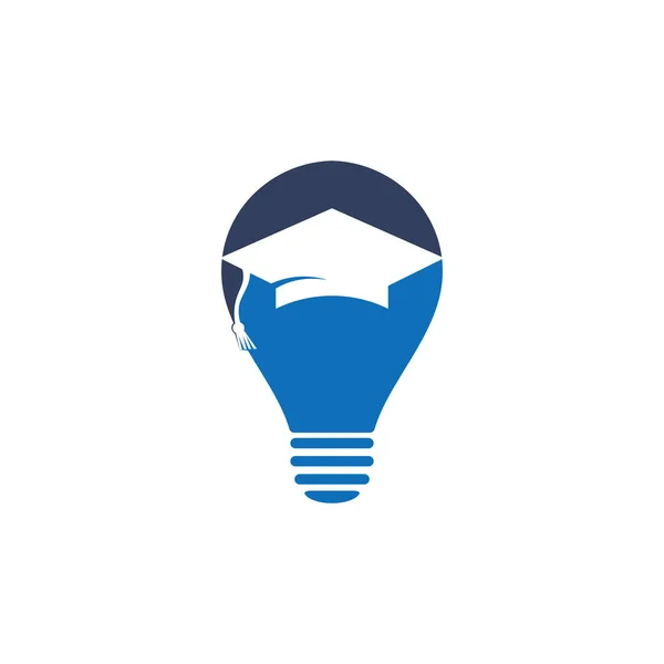 灯泡和毕业帽标志 创意灯具创意天才标志设计符号 — 图库矢量图片