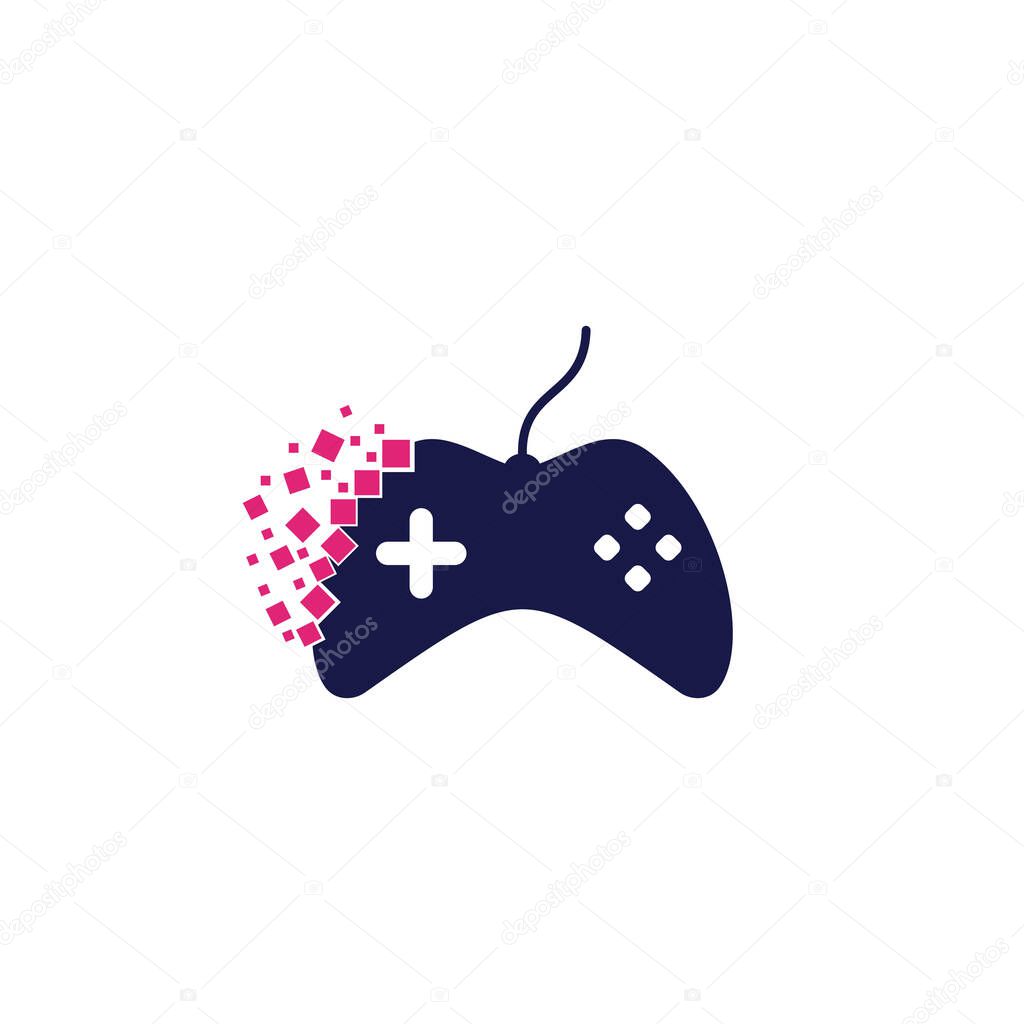 Pixel game logo design vector illustration. Game Logo Design Template. Stick Game Icon Logo.