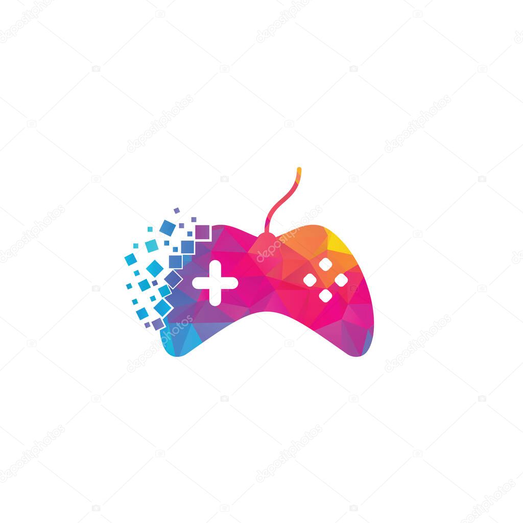 pixel game logo design vector illustration. Game Logo Design Template. Stick Game Icon Logo.