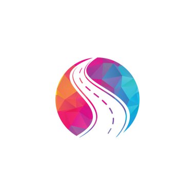 Yaratıcı yol yolculuğu logosu tasarımı. Yol logosu vektör tasarım şablonu.