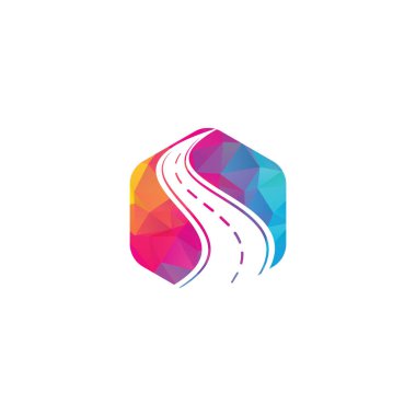 Yaratıcı yol yolculuğu logosu tasarımı. Yol logosu vektör tasarım şablonu.