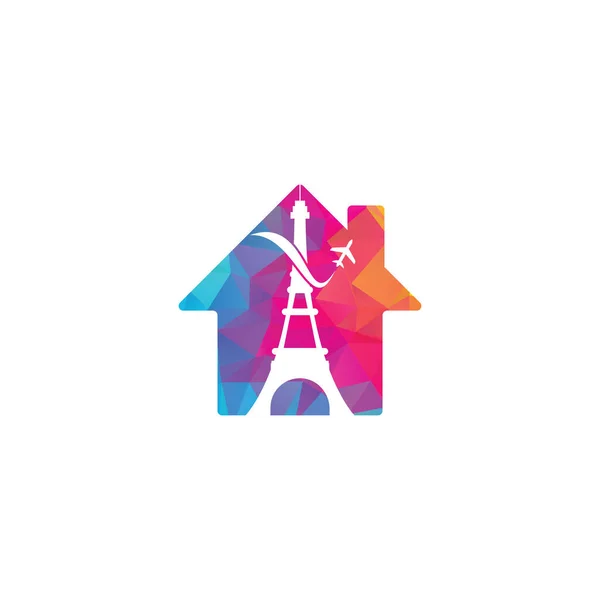 Frankreich Reise Nach Hause Form Konzept Logo Design Pariser Eiffelturm — Stockvektor