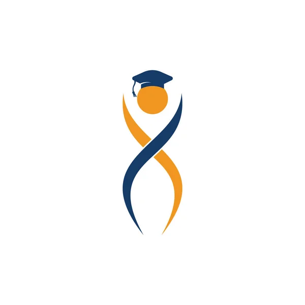Concetto Logo Educativo Con Cappuccio Laurea Modello Illustrazione Vettoriale Gente — Vettoriale Stock
