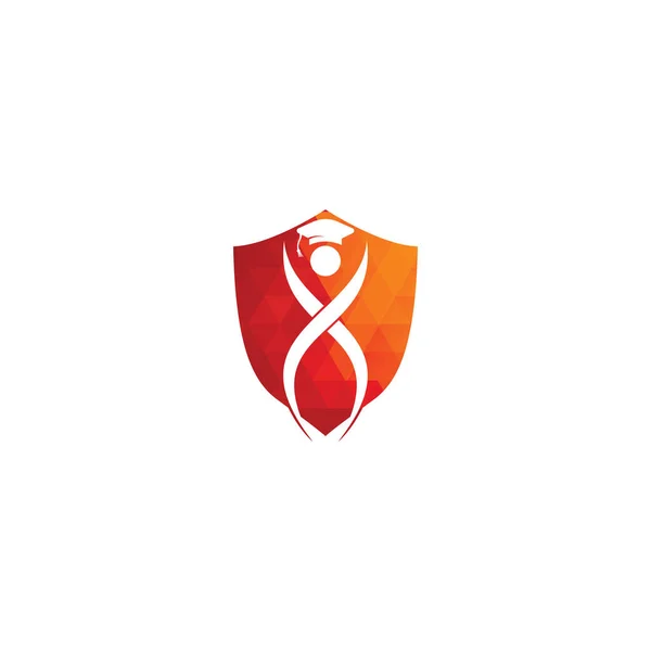 Mezuniyet Logosu Tasarımlı Eğitim Logosu Konsepti Eğitim Kalkanı Şekilli Konsept — Stok Vektör