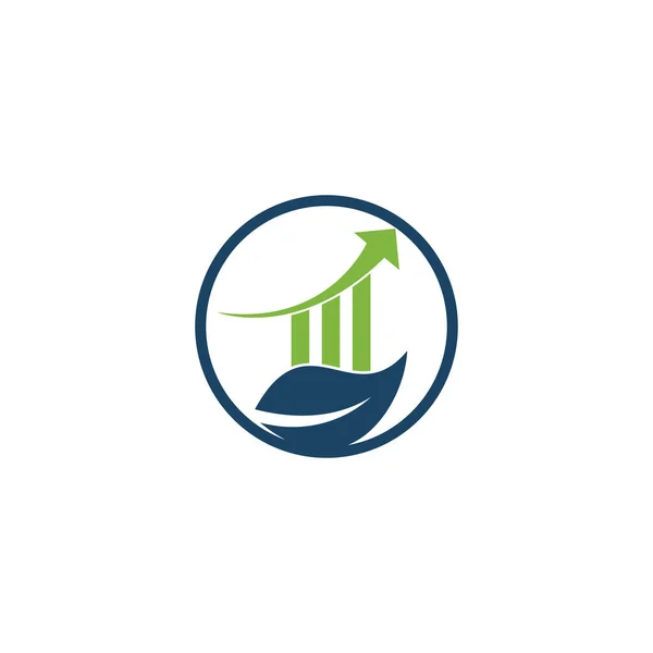 Πράσινο Οικονομικό Πρότυπο Φύλλο Λογότυπο Μπαρ Κέρδος Λογότυπο Επιχειρηματικών Επενδύσεων — Διανυσματικό Αρχείο