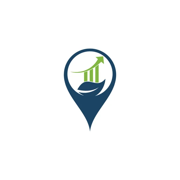 Πράσινο Χρηματοδότηση Φύλλο Χάρτη Pin Σχήμα Έννοια Πρότυπο Λογότυπο Μπαρ — Διανυσματικό Αρχείο