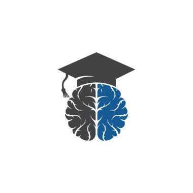 Beyin ve mezuniyet ikonu tasarımı. Eğitim ve kurumsal logo tasarımı.