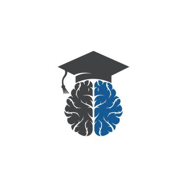 Beyin ve mezuniyet ikonu tasarımı. Eğitim ve kurumsal logo tasarımı.