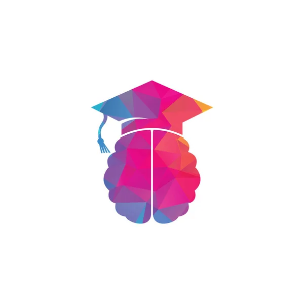 Cervello Laurea Cap Icon Design Progettazione Del Logo Educativo Istituzionale — Vettoriale Stock