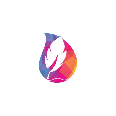 Tüy Quill damla şekil konsept vektör tasarımı. Eğitim ve yayın logosu kavramı.