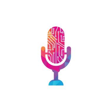 Teknoloji Podcast Simgesi Logo Tasarım Elemanı