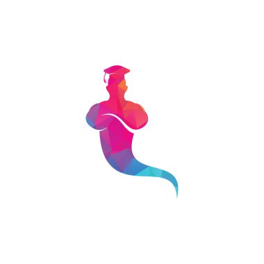 Genie logosundan mezun ol. Genie Logo Tasarımı. Sihirli Fantezi Cin konsepti logosu.