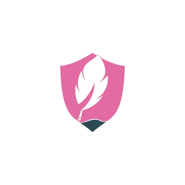 Symbolet Fjærfjærfjærfjærpinnets Konsept Vektorutforming Logobegrep Utdanning Offentliggjøring – stockvektor