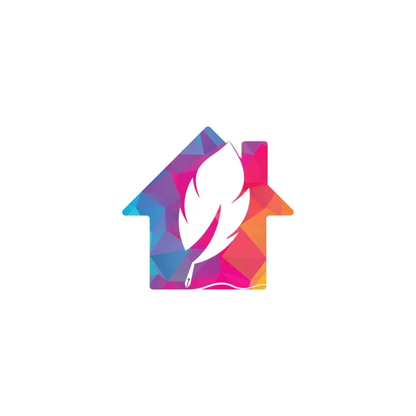 Feather Quill Bentuk Rumah Desain Konsep Simbol Vektor Konsep Logo - Stok Vektor