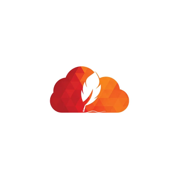 Wolkenfeder Vektor Logo Design Bildungs Und Publikationslogokonzept — Stockvektor