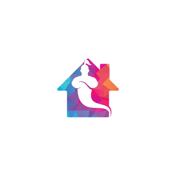 Genie Bentuk Rumah Konsep Logo Desain Logo Konsep Jin Magic - Stok Vektor