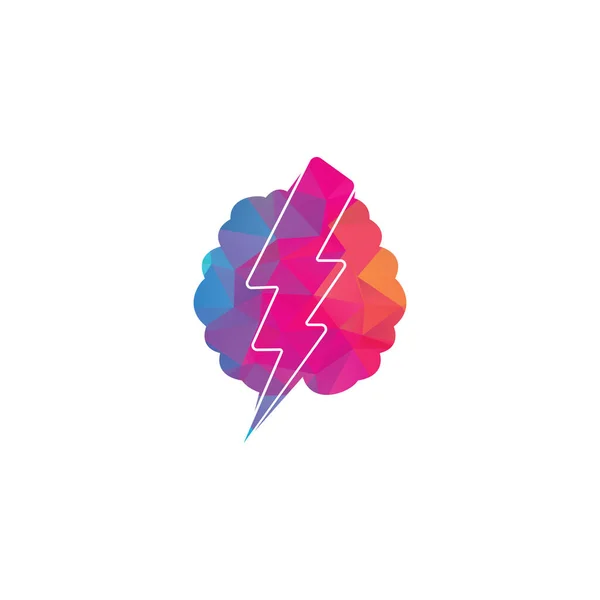 脳と雷のロゴ 脳のロゴデザインテンプレートです ロゴデザインベクトルのための電気記号と脳の力編集可能 — ストックベクタ