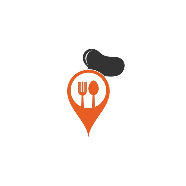 Klobouk Logem Point Design Restaurace Kuchař Umístění Umístění Mapa Navigace — Stockový vektor