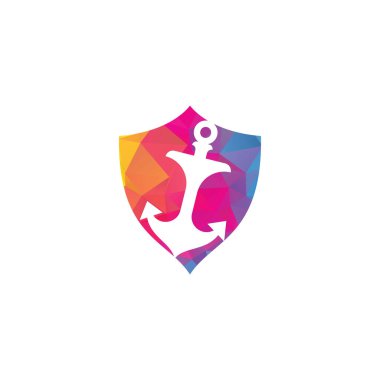 Çapa kalkanı şekilli konsept vektör logosu tasarımı.