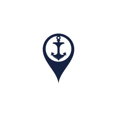 Çapa haritası iğne şekli vektör logosu tasarımı.
