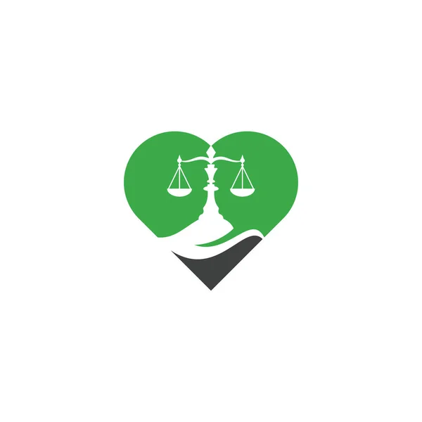 Yaprak Law Heart Tarzı Konsept Logo Tasarım Şablonu Yeşil Pul — Stok Vektör