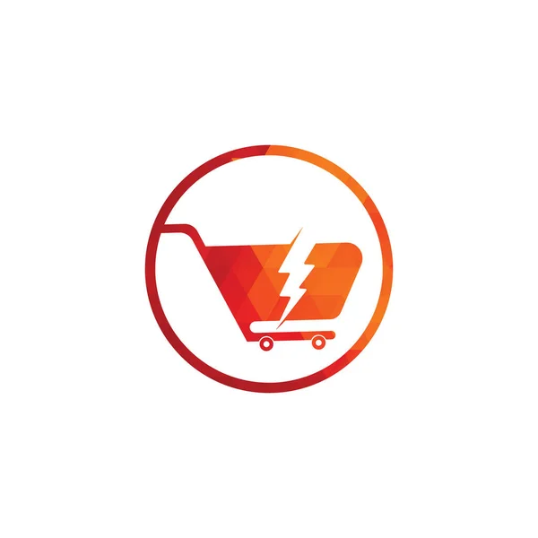 Warenkorb Mit Flash Logo Symbol Warenkorb Thunder Logo Vector Icon — Stockvektor