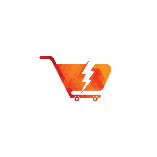 Varukorg Med Flash Logo Ikon Varukorgen Thunder Logo Vektor Ikon — Stock vektor