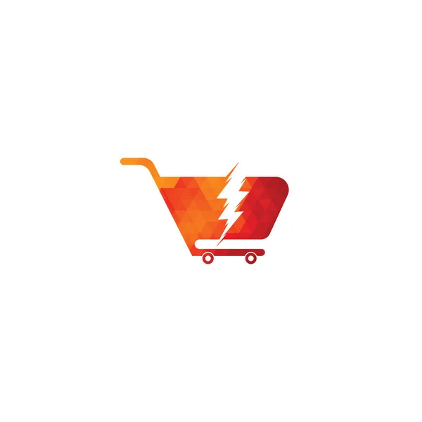 Warenkorb Mit Flash Logo Symbol Warenkorb Thunder Logo Vector Icon — Stockvektor