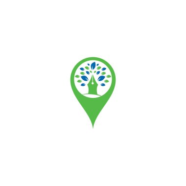 Kalem ağacı iğne şekilli logo tasarım şablonu. Kalem Ağacı Yaprağı Yaratıcı İş Logosu Tasarımı