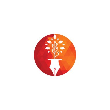 Teknik Kalem Logosu. Teknoloji logosu dizayn şablonuna sahip teknisyen kalem.