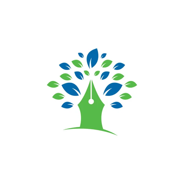 Tollfa Logó Tervezési Sablon Oktatás Író Közösség Logo Pen Tree — Stock Vector