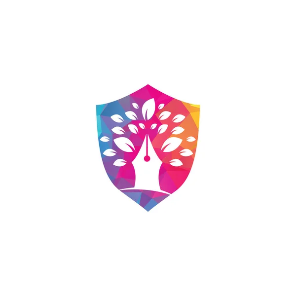 Шаблон Дизайна Логотипа Дерева Ручки Дизайн Логотипа Pen Tree Leaf — стоковый вектор