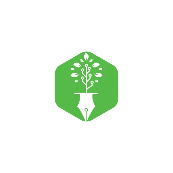 Λογότυπο Στυλό Τεχνολογίας Tech Στυλό Λογότυπο Της Τεχνολογίας Πρότυπο Σχεδιασμού — Διανυσματικό Αρχείο