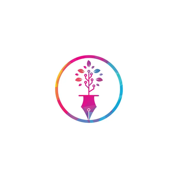 Tech Pen Logo Tech Pen Tech Logo Design Template — Stockový vektor