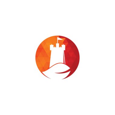 Kale ve yaprak logo kombinasyonu. Kule ve ekolojik sembol veya simge. Doğa Kalesi logosu konsept vektörü tasarladı