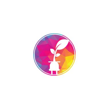 Eko Plug vektör logosu tasarımı. Yaprak dolgusu enerji logosu kavramı.