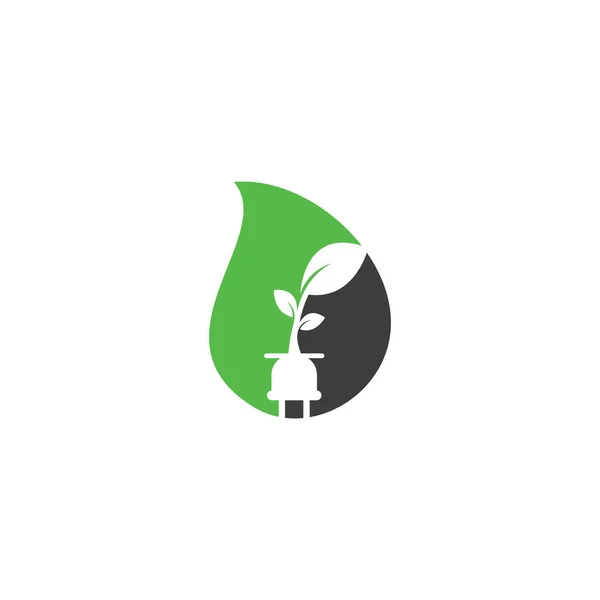 Design Del Logo Vettoriale Del Concetto Forma Goccia Eco Plug — Vettoriale Stock