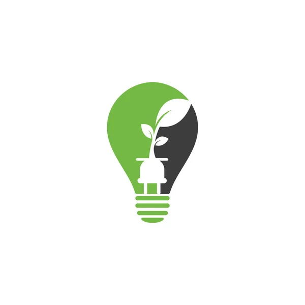 Eco Plug Glühbirnenform Konzept Vektor Logo Design Leaf Plug Energy — Stockvektor