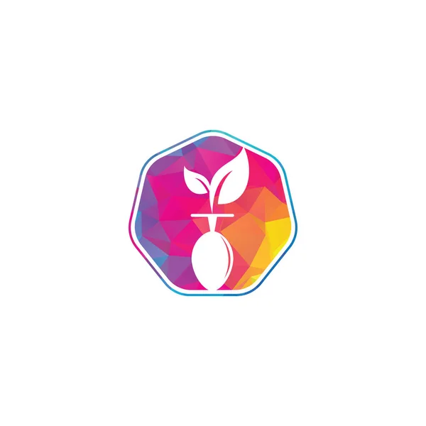 Modèle Logo Pour Aliments Sains Logo Alimentaire Biologique Avec Cuillère — Image vectorielle