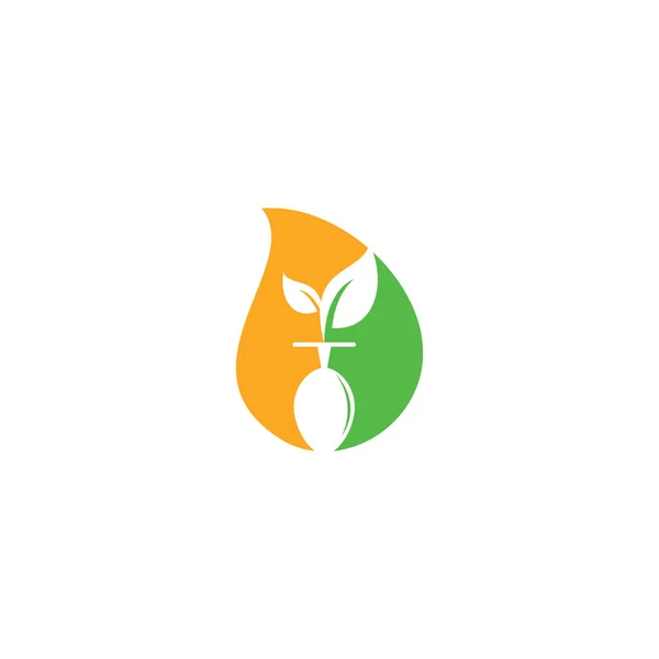 Koncepcja Zdrowego Kształtu Kropli Żywności Szablon Logo Logo Żywności Ekologicznej — Wektor stockowy