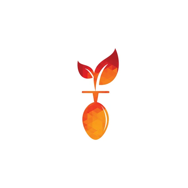 Plantilla Logotipo Alimentos Saludables Logotipo Comida Ecológica Con Cuchara Símbolo — Vector de stock
