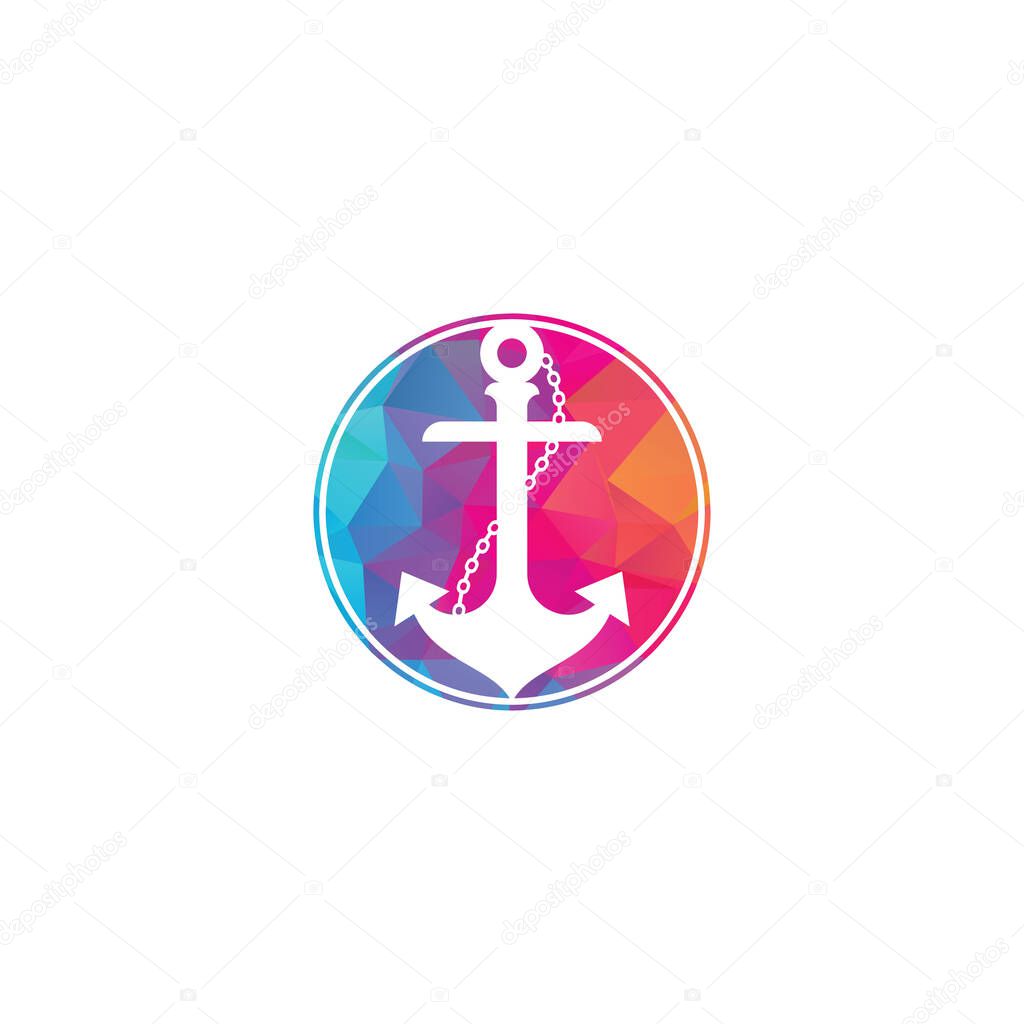 Anchor with rope logo design template.
