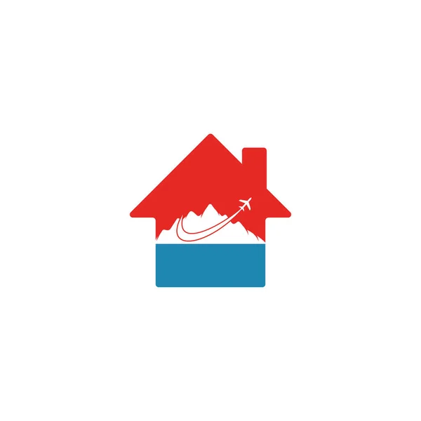 Airplane Mountain Home Shape Concept Vector Logo Design Travel Logo — Stock Vector