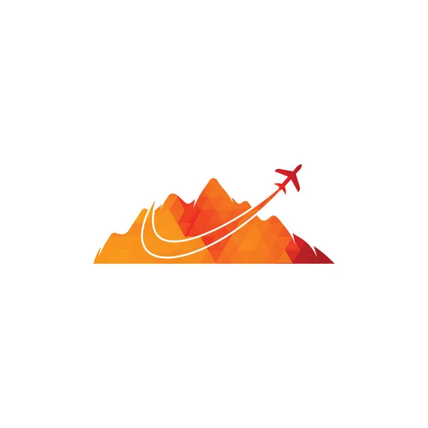 Airplane Mountain Vector Logo Design Travel Logo Design Plane Mountain — Stock Vector