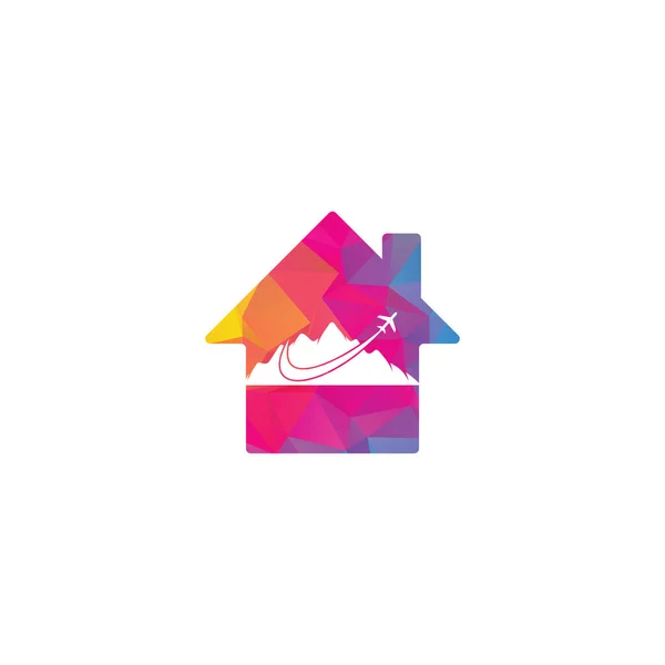 Logo Vector Bentuk Rumah Pesawat Dan Gunung Desain Logo Wisata - Stok Vektor