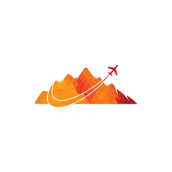 Projekt Logo Samolotu Wektora Górskiego Projekt Logo Podróży Samolot Logo — Wektor stockowy