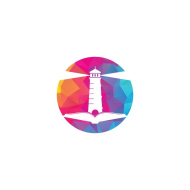 Kitap ve Işık Evi Logosu tasarım şablonu. Kitap feneri simgesi