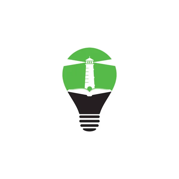 Buch Und Glühbirnenform Konzept Logo Design Vorlage Bucher Leuchtturm — Stockvektor